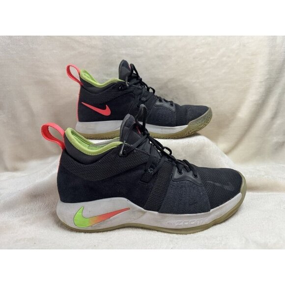 NIKE Paul George PG 2 Mens Black Athletic Basketball Shoes Sneakers Sz 8.5